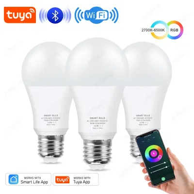 Tuya Bluetooth Smart LED Bulb WiFi Light Bulbs Dimmable Spotlight Bulb 15W E27 RGB+CW+WW LED Color Change Lamp For Home Decor