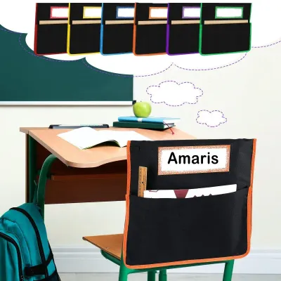 Chair Back Storage Bag Seat Back Organizer Multi-Pocket Classroom Chair Pockets for Students School Supplies