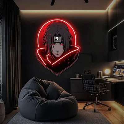 Naruto Itachi Uchiha Neon Light Sign USB Powered Dimmable LED Anime Wall Decor for Bedroom Gaming Room Decor Anime Fans Gift