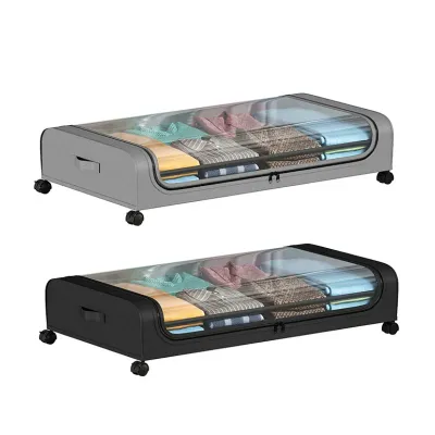 Hotselling Large Under the Bed Storage Organizer Bins Container with Wheels Clear Lid and Handles