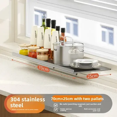 304 Stainless Steel Kitchen Sill Extender Shelf No Drill Widening Window Storage Rack