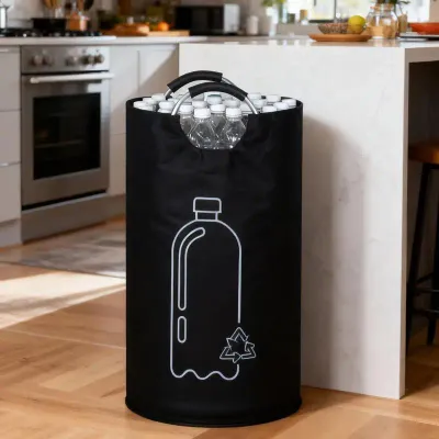 82L Large Capacity Aluminum Handle Bottle Storage Basket Foldable Durable Wastewater Recycling Bin for Home Organization