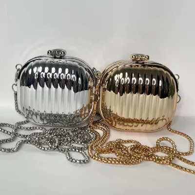 Acrylic Mini Bags for Women Trend 2024 Metallic Fashion Cute Evening Handbag Woman Party Chain Hard Small Shoulder Crossbody Bag