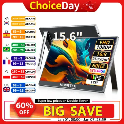 HGFRTEE 15.6 inch Portable Monitor FHD 1080P with HDMI USB-C Second Monitor Extended Display for PC Laptop Mac Switch Xbox PS4/5
