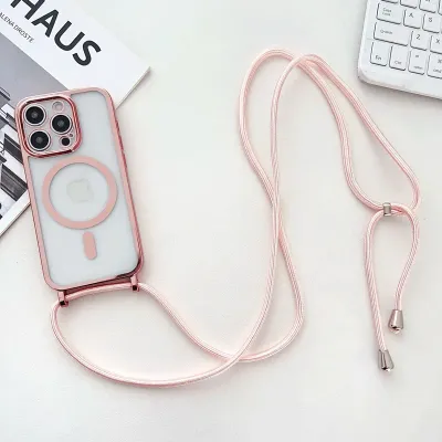 Crossboby Lanyard Plating Phone Case For iPhone Air 17 16E 16 15 14 13 12 11 Pro Max For Magsafe Magnetic Necklace Cord Cover