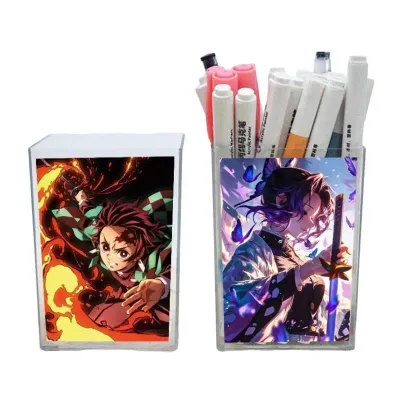 Demon Slayer Anime Pen Holder Organizer Desk Storage Plastic for Students Kids Office Desk Simple Large Capacity Customizable