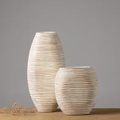 High-end Nordic minimalist modern resin handicrafts desktop vase candle holder set
