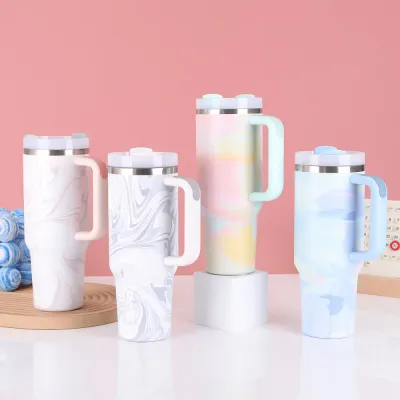 40oz Stainless Steel Insulated Car Travel Mugs Cold and Hot Vacuum Flask Insulated Tumbler Cup with Lids and Straws