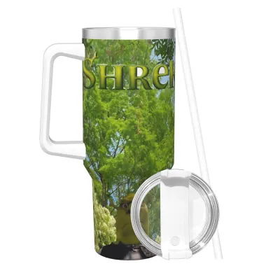 S-shreks Cartoon Insulated Tumbler with Straws Lid  Stainless Steel Thermal Mug Outdoor Travel Car Bottle Cups 40oz