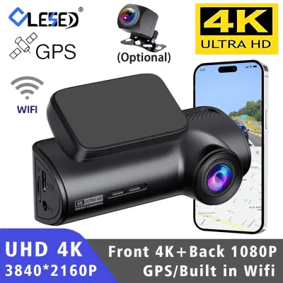 4K UHD Dash Cam WiFi GPS Front 4K Rear 1080P DVR Video Recorder Dual Lens 24H Night Vision Dashcam Car Camera for Car Black Box