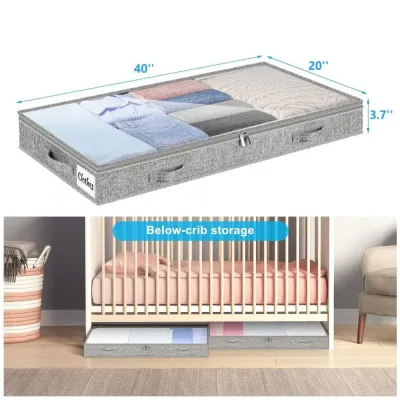 Clear Lids Under Bed Storage Drawer Space Saving Large Capacity Storage Container Bins Water-Resistant Stackable