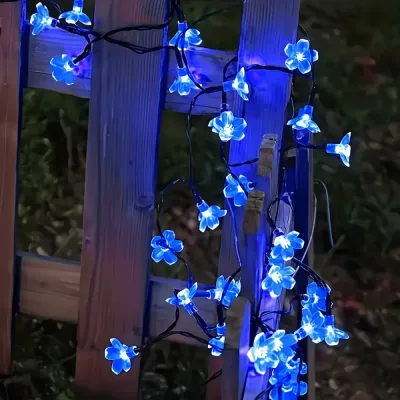 Solar Cherry Blossom Flower String Lights Waterproof LED Fairy Light for Outdoor Garden Patio Yard Christmas Wedding Party Decor