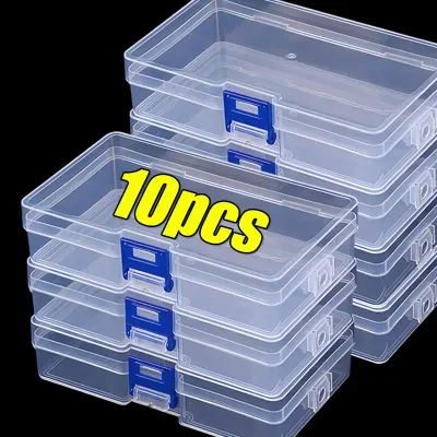 5/10PCS Clear Plastic Storage Box With Lid Lockable Dustproof Jewelry Small Toys Container Cases Desktop Drawer Organizer Box