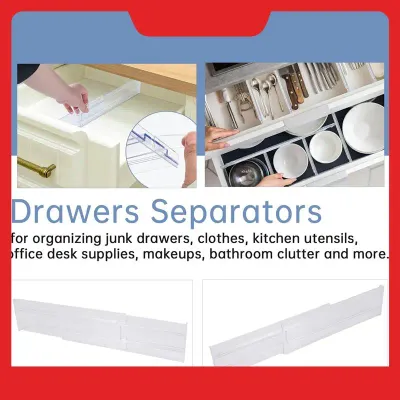 Drawer Dividers 8 Pack, Adjustable 3.2 Inch High Expandable From 11-20.6 Inch Kitchen Drawer Organizer, Clear Plastic