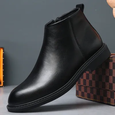 Brand Men's Chelsea Boots Oxford Business Work Shoes Genuine Leather Handmade Boot Shoes for Formal Dress Wedding Business Party