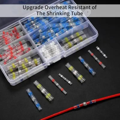 100pcs Waterproof Solder Seal Heat Shrink Butt Wire Connectors Terminals Electrical Copper with a Soldering Sleeve