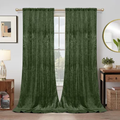 2 Panels Velvet Blackout Curtains for Bedroom Living Room Christmas Curtains Rod Pocket Soft Thermal Insulated Window Drapes