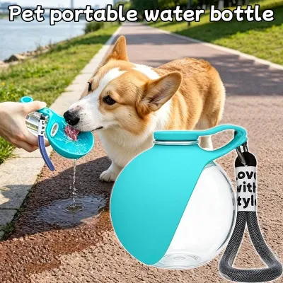 Pet Dog Water Bottle with Collapsible Silicone Bowl, 285Ml Leak-Proof Travel Cup for Dogs Cats, Suitable for Outdoor Activities