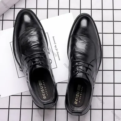 Handcrafted Shoes Men Oxford Genuine Calfskin Leather Brogue Dress Men’s Shoes Classic Business Formal Wedding Shoes for Men