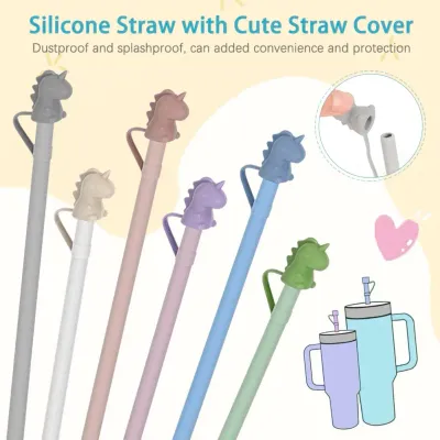 Replacement Long Silicone Straw With Straw Cover,Compatible with Stanley 40/30 oz Cup Tumbler,Cleaning Brush Stanley Accessories
