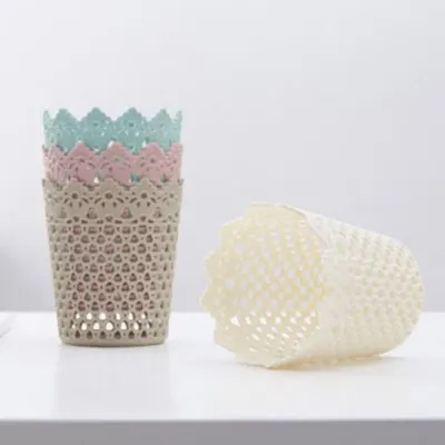Plastic Hollow Flower Cylinder Pen Pencil Brush Holder Storage Desktop Home Organizer Hollow Flower Pen Pot Makeup Brush Holder