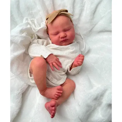 Baby Quinlyn  Already Finished Paint Soft Touch Lifelike Sleeping Reborn Doll with Visible Veins Hand Draw Hair