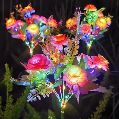 Solar Hibiscus Flower Lights Outdoor Waterproof LED Garden Stake Lamp Decor for Yard Patio Pathway Lawn Landscape Outdoor Decor