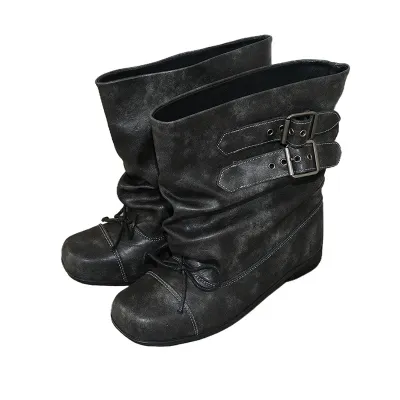 Flats Women Ankle Boots Fashion Designer Punk Boots Winter Woman Chelsea Boots 2025 Trend New Buckle Gladiator Motorcycle Botas