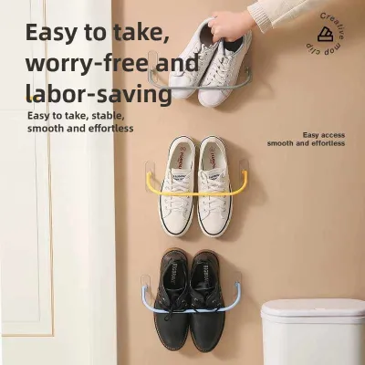 Wall Mounted Shoe Rack No Drill Hanging Shoe Organizer for Bathroom Bedroom Door Entryway Space Saving Bathroom Supplies