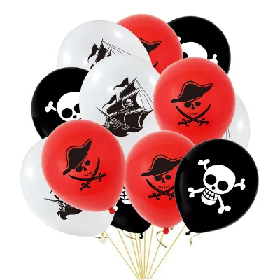 12PCS Pirate Theme Party Balloon Skeleton Props Halloween Party Decor Happy Birthday Party Decoration Kids Carnival Party Supply