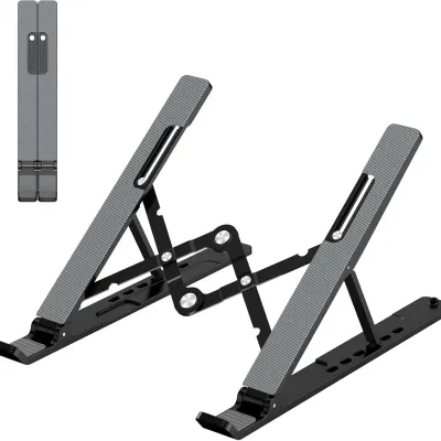 Adjustable Foldable Laptop Stand with Cooling Ventilation, Portable Holder for 10-15.6 Inch Notebooks and Tablets