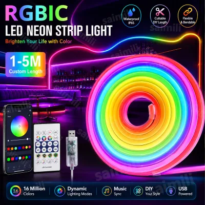 5V RGBIC Neon LED Strip Bluetooth APP Control Music Sync Dream Color Chasing Light For Home Party Holiday Wall DIY Decoration