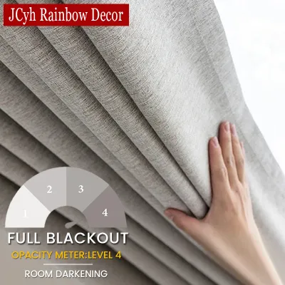 Linen Texture 100% Blackout Curtains for Bedroom Long Living Room Window Curtains Thermal Insulated Blinds Curtain Panels Drapes