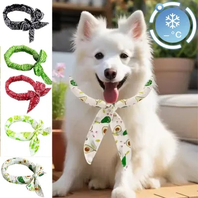 Summer Cartoon Pet Ice Collar, Cooling Neck Wrap Bandana for Cats Dogs, Heat Relief Frozen Scarf for Small Animals