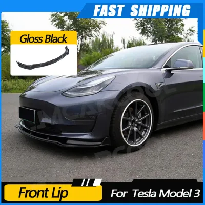 JMCARCOOL Gloss Matt Carbon Look Fiber Front Bumper Lip Splitters Spoiler Body Kits For Tesla Model 3 2018 2019 2020 Auto Parts