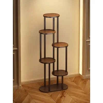 Small Solid Wood Plant Stand Shelf Rustic Indoor Display Rack, Multi-Tiered Flower Pot Holder Space-Saving Organizer