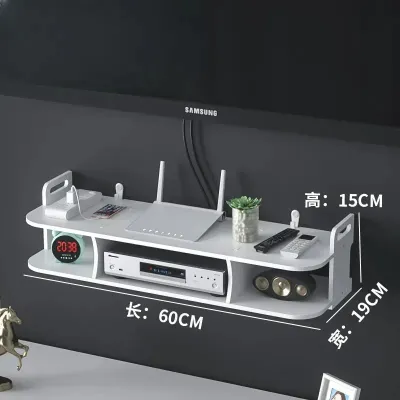 WiFi Wall Mount TV Stand, No Punch Shelves, Set Top Box and Router Storage Box, Metal and Plastic Bathroom Shelves
