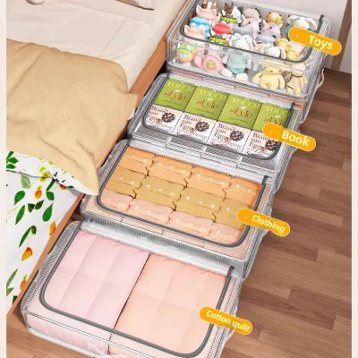 Low-Profile Underbed Storage Box: Clear Drawer Organizer, Moisture-Proof Stackable Bin, Multi-Layer Flat Container with Wheels