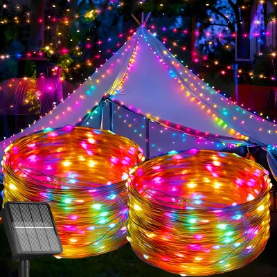 LED Solar Fairy String Lights Outdoor Christmas Decor Garland Lights Waterproof 8 Modes for Garden Patio Xmas Tree Yard Balcony