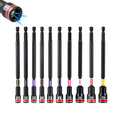 Geinxurn 2.6“/6" Nut Driver Set, Color Coded Strong Magnetic S2 Steel 1/4 Hex Shank Socket Bits Fit Drill Screwdriver For Repair