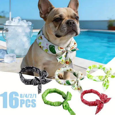 Adjustable Summer Cartoon Pet Ice Scarf Cooling for Cats and Dogs Japanese Korean Style Reusable Neck Wrap