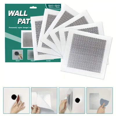 Drywall Repair Patch Kit, 4/6 Inch Self-Adhesive Wall Hole Repair Mesh Patch, Aluminum Plate Wall Repair Patch for Damaged Plast