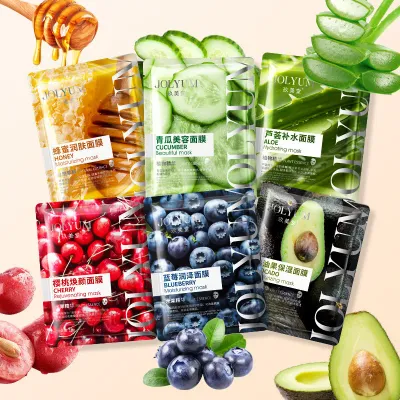 6pcs Fruit Face Mask skincare Moisturizing Brightening Hydrating Anti-aging Facial Masks Face Sheet Mask Skin Care Products
