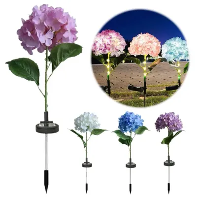 Solar Hydrangea Garden Stake Lights IP65 Waterproof Outdoor LED Decorative Lamp Dusk to Dawn Pathway Villa Yard Atmosphere