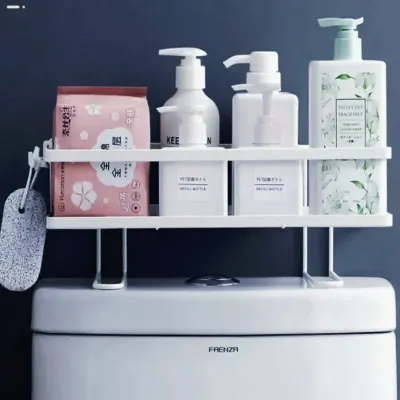 Wall Mounted Shelf for Bathroom No Drill over Toilet Storage Rack Aluminum Shower Organizer Bath Accessories Holder