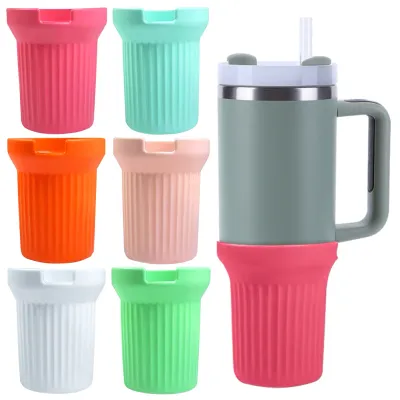 Silicone Insulated Cup Bottom Cover Non-Slip Bottom Holder Protector Wear Resistant Water Bottle Boot Sleeve for Stanley 40 Oz