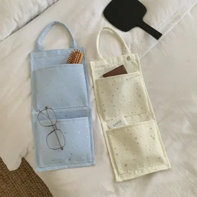 Wall Mount Storage Bag Versatile Fabric Hanging Organizer Multi Pocket Storage Bag Soft Star Pattern Hanging Storage For Closet