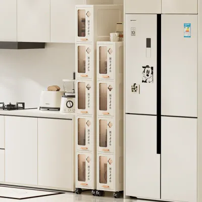 Narrow Storage Cabinet with Drawers, Slim Bathroom Organizer & Multi-Purpose Shelving Unit, Space-Saving Furniture for Home Use