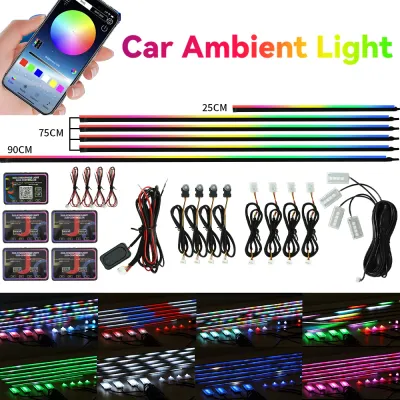 RGB Symphony Car Ambient Light 64 Color by APP Control LED Interior Acrylic Guide LED Strip Light Decoration Atmosphere Lamp