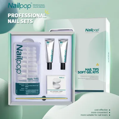 Nailpop Salon Quality Nail Set Soft Gel Polish 2 шт UV LED лампа 1 шт ногтевые апликаторы 600 шт двойной напильник DIY маникюрный необходимый